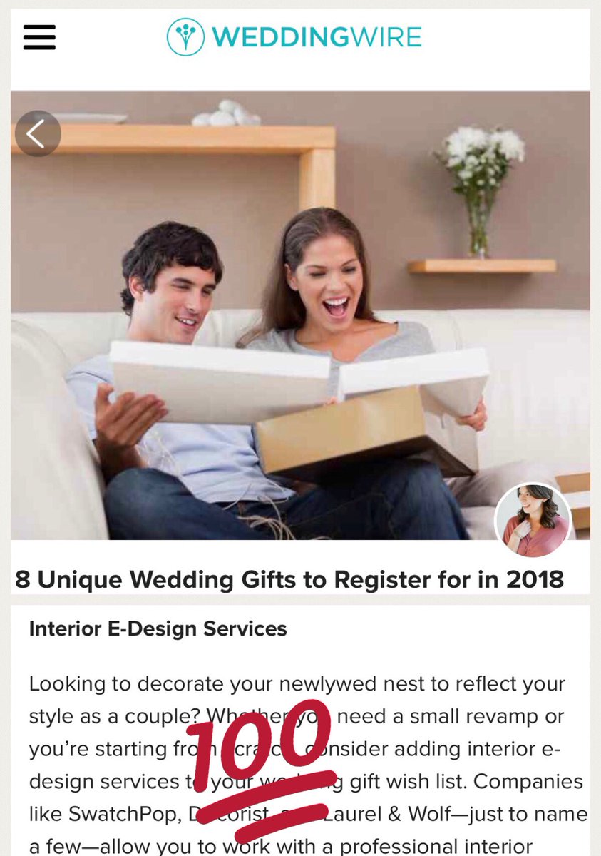 swatchpopjess's tweet photo. Thanks to @WeddingWire for including @SwatchPop1 in your list of “8 Unique Wedding Gifts to Register for in 2018” 🙌🏻 #interiordesign #edesign https://t.co/8hX1u4SCdn