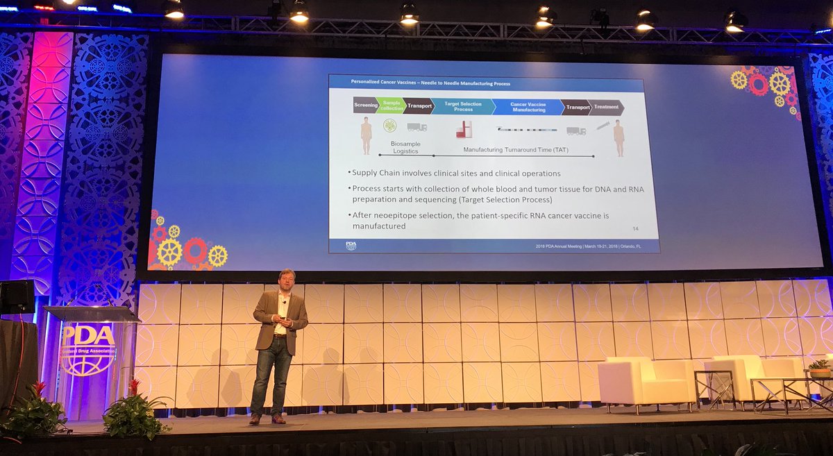 UrsulaBusse's tweet photo. Personalized cancer vaccines: 4 weeks from needle to needle is the goal. Short turnaround times are critical for patients! Rainer Mueller, Roche #PDAANNUAL https://t.co/3ze08Pij5a