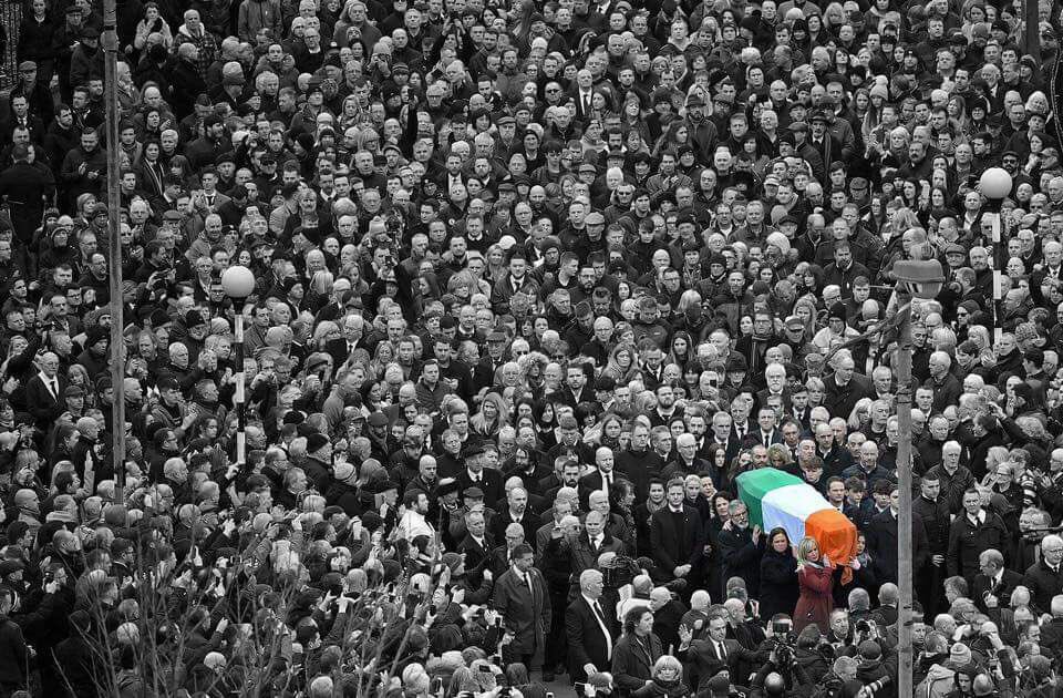 My daughter, my mother and I took one of the many buses to Derry that day, we had to pay our final respects, Martin was our life long hero, he hasn’t gone, he’s with us all, every day we grow stronger because of the determination he showed us all. #MartinMcGuinness #Hero
