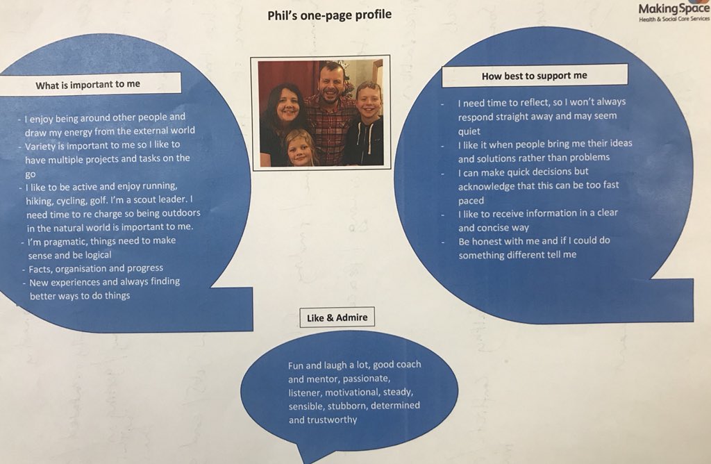 One page profiles have really helped our HR team @MakingSpaceUK to personalise what’s important to us, how we can best support each other and come up with our team agreement. Lots of learning and a fun afternoon. Thanks for the ideas <a href="/HelenHSAUK/">Bob Jones</a>