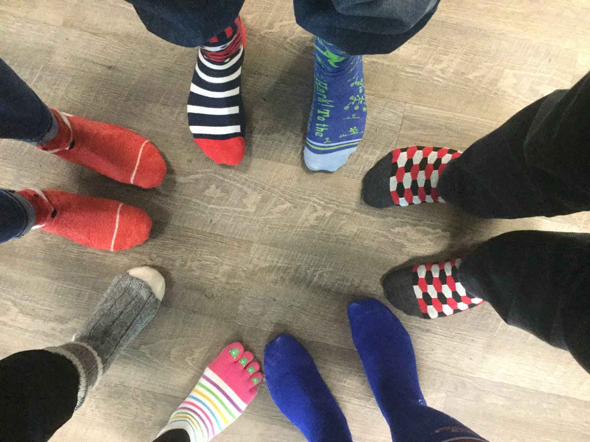 aiee_sd's tweet photo. Recognizing World Down Syndrome Day with some work colleagues. #WDSD18 #LotsOfSocks #MNRF https://t.co/C5FY6hsvQE