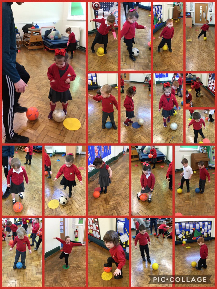 MrsHighcock's tweet photo. Our weekly PE sessions. The children enjoyed practicing football skills and learning how to control the ball. #MrPearson #loveofthegame #welovesports @parishschool1 @PremSport_WCSH https://t.co/41cAk4jxRd