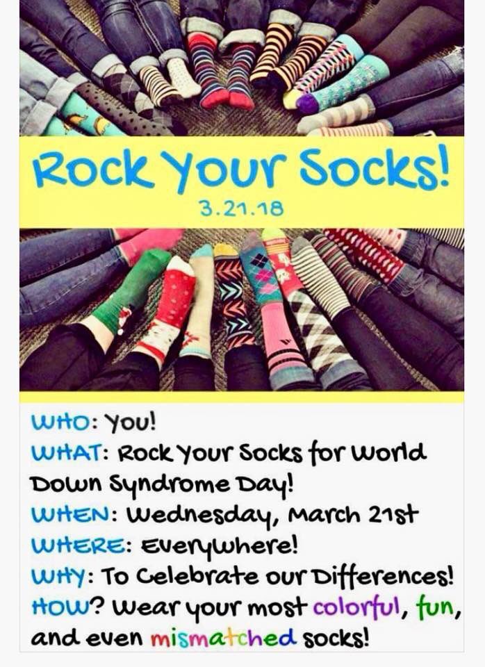 Celebrating #DownSyndromeAwareness #RockYourSocks Tiffany Hills Elementary school