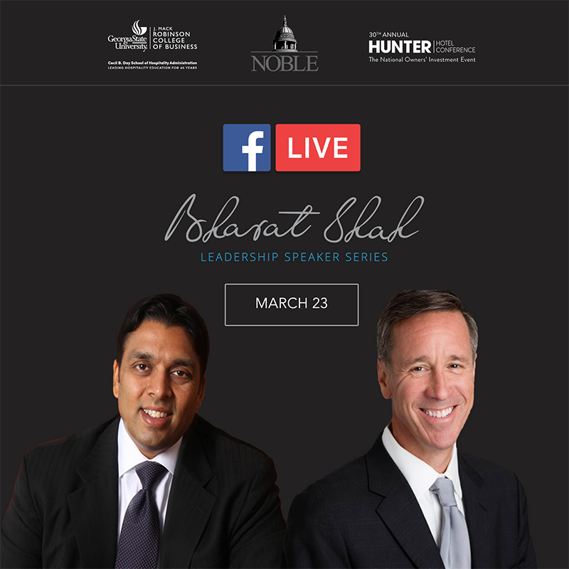 MarriottIntl's tweet photo. Don't miss the annual Bharat Shah Speaker Series at the 30th annual @HunterHotelConf! Join the conversation with Arne Sorenson during the live stream on March 23rd at 12:15 pm ET. #AskArne @GeorgiaStateU #GSUHospitality https://t.co/EYsTAVVxGe