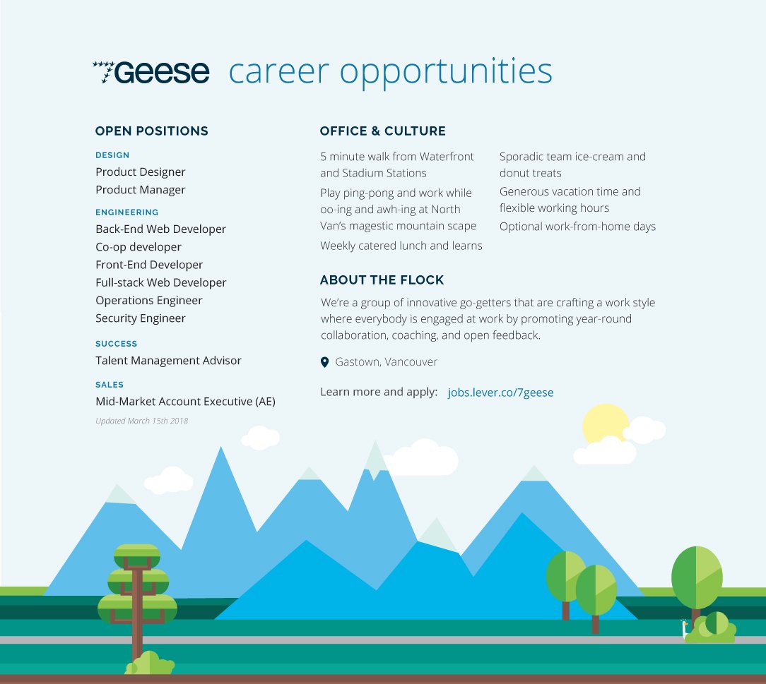 PatGatien's tweet photo. Great news! @7geese is growing yet again and I'm also looking for new members to add to my team. Feel free to DM me to get any info on the postings we have. #jobs #hrtechjobs https://t.co/iphjtjR6hs