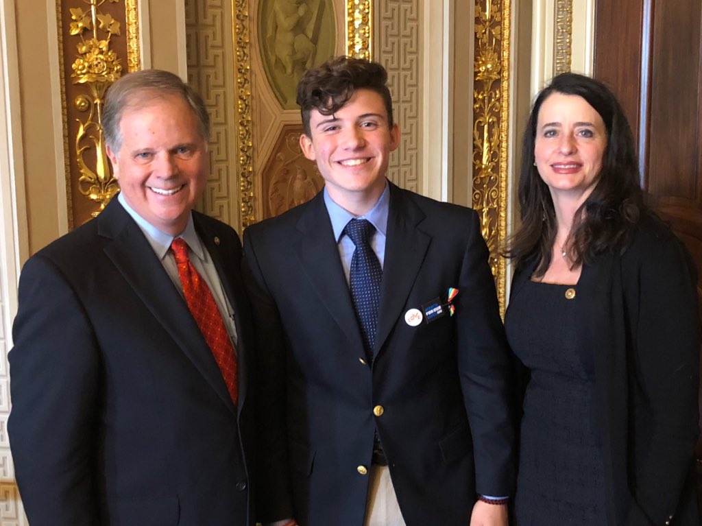 DougJones's tweet image. I am so grateful to have had my wife Louise and Alfonso Calderon join me as my guests during my first speech in the Senate. After surviving the shooting in Parkland, Alfonso has been a vocal gun safety advocate. Young people like him are finally changing the conversation.