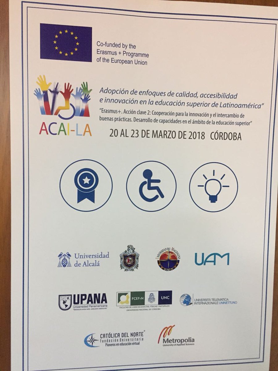 facultadecsUCN's tweet photo. @SoyUCN participa en la reunión bilateral del proyecto ACAI-LA . Adopción de enfoques de calidad , accesibilidad e innovación en el Educacion superior de Latinoamérica en Córdoba Argentina.
 En representación institucional, nuestro Decano Nilber Javier Mosquera.  #SomosFacultad https://t.co/u1k80dJbln