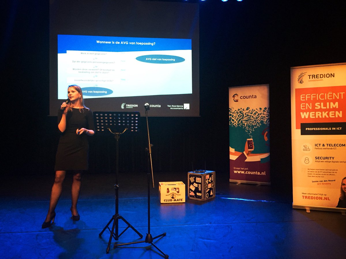 Volle zaal bij ons GDPR event in Theater Peeriscoop. Met <a href="/VanNoordenneAcc/">Van Noordenne Accountants</a> en <a href="/CountaBV/">CountaBV</a>. Meer weten over de aankomende GDPR/AVG wetgeving? Kijk op tredion.nl/AVG/ #event #data #GDPR #AVG