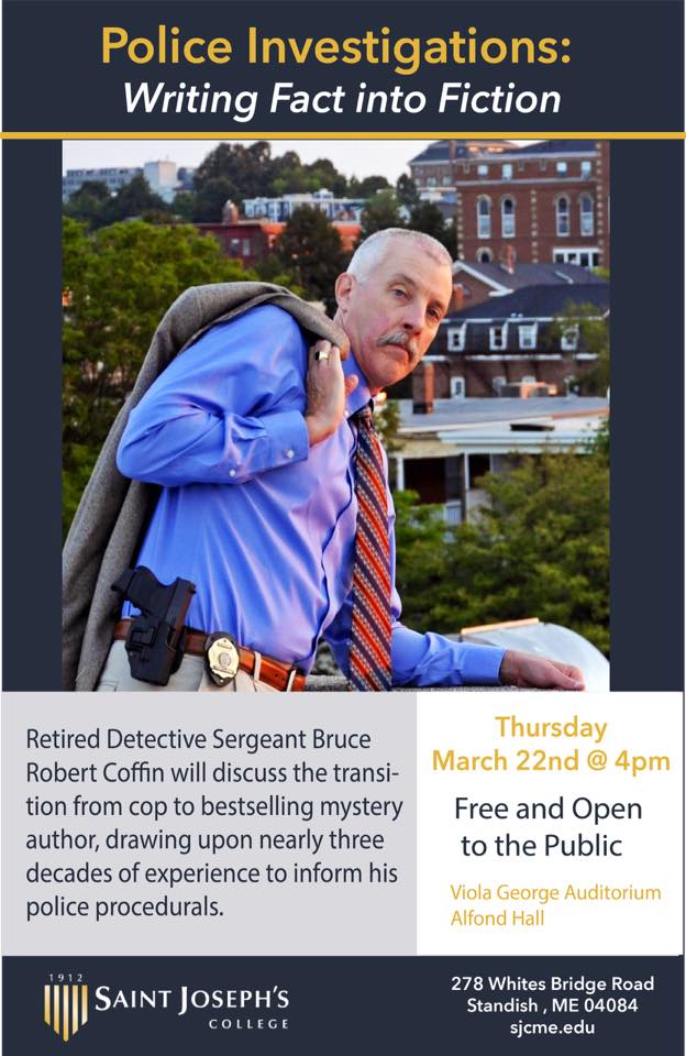 GValjan's tweet photo. #reminder #Thursday : 22 March 2018 at 4PM #meetandgreet #crimefiction author @coffin_bruce @HarperCollins @SaintJosephsME #SJCME @Mainecrime #Maine https://t.co/4Eakzf3yWF