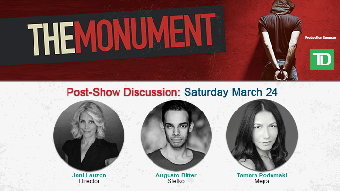 FactoryToronto's tweet photo. ICYMI - This Saturday's post-show talk is your only chance to ask @janilauzon, @augustobitter, & @tamarapodemski all of your burning questions about THE MONUMENT. Grab a friend and book your tickets at https://t.co/KriROiGHth #theaTO #torontotheatre #ftmonument https://t.co/7VnThmhaLD