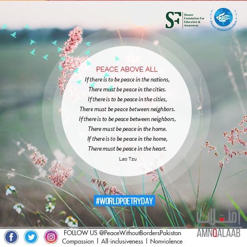 PeaceWoB's tweet image. Happy World Poetry Day! 
Poetry lives within you! 
On this day, share with us your most favorite poem or verse that explains the meaning of peace for you! :) 
Let’s share what we believe in! :) 
#WorldPoetryDay #Peaceandlove #PeaceWithoutBorders #AmnQalaab