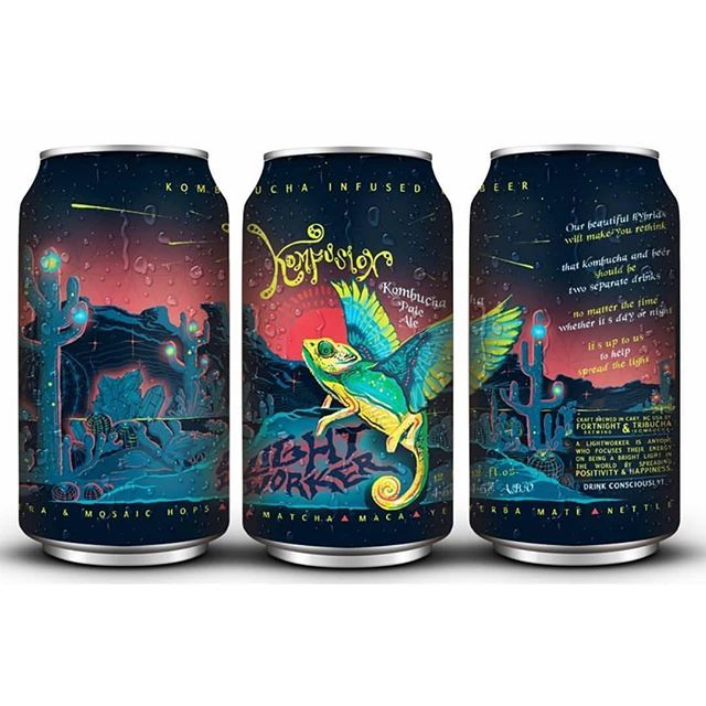 @fortnight_stuart giving us Another sneak peek of their new Artwork courtesy of <a href="/aulani/">aulani</a>.design.lab #KombuchaBeer by <a href="/fortnightbeer/">Fortnight Brewing</a> and <a href="/tribucha/">olesya</a> #GetWild #ncbeer ift.tt/2FZPu5P