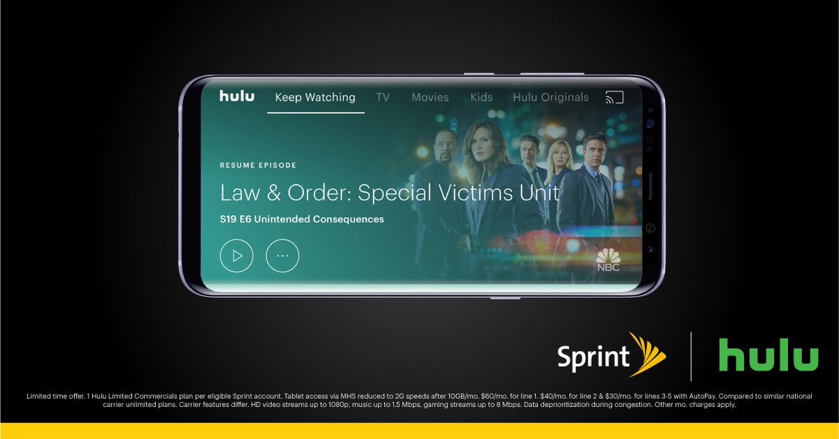 The BEST price for Unlimited now comes with <a href="/hulu/">Hulu</a> Hulu   . Get the TV you love, only w/ #Sprint4NYNJ. Make the switch today! 😃