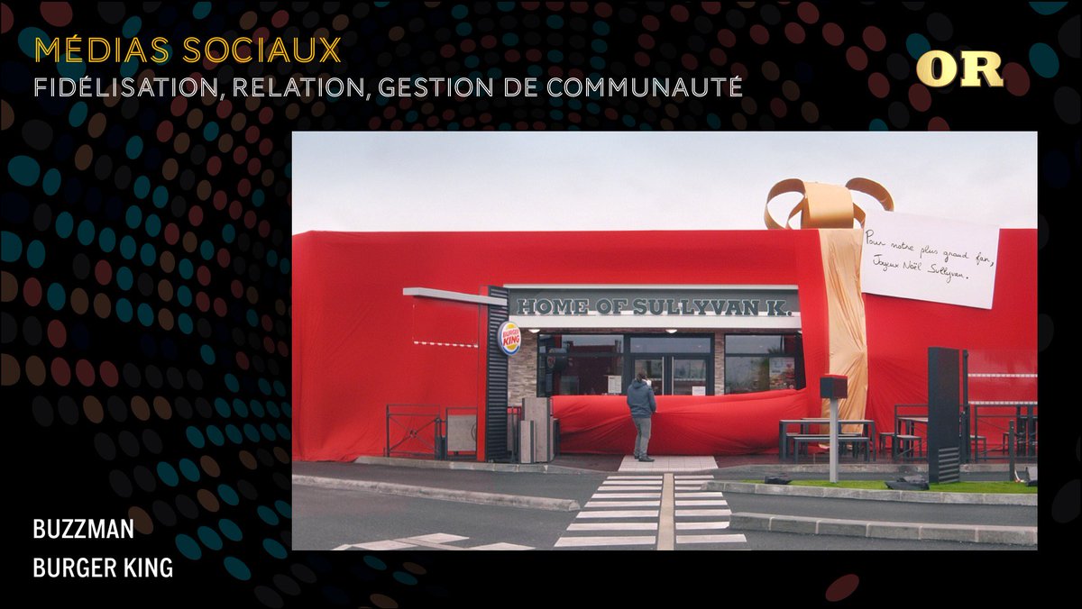 #MédiasSociaux #Fidélisation #Relation #GestionDeCommunauté. De l’#OR pour <a href="/BUZZMAN_TIME/">BUZZMAN_TIME</a> et <a href="/BurgerKingFR/">Burger King France</a> pour #JoyeuxNoelSullivan  #gpstrat