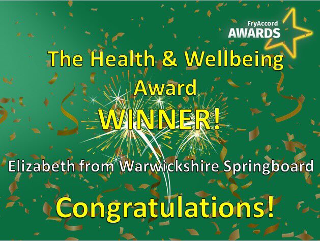 The winner of the #Health&amp;Wellbeing Award, Elizabeth from the Warwickshire Springboard Scheme 👊