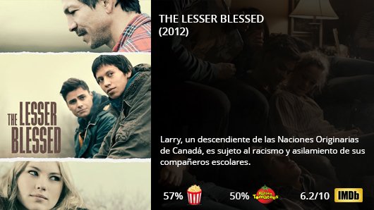 NuevoEnNetflix's tweet photo. THE LESSER BLESSED (2012)
Benjamin Bratt
Joel Evans
Kiowa Gordon
Chloe Rose
#Drama #Racismo #PueblosOriginarios #RichardVanCamp
🎥 https://t.co/kkCA3BWQLB https://t.co/6nMHYpHAGT