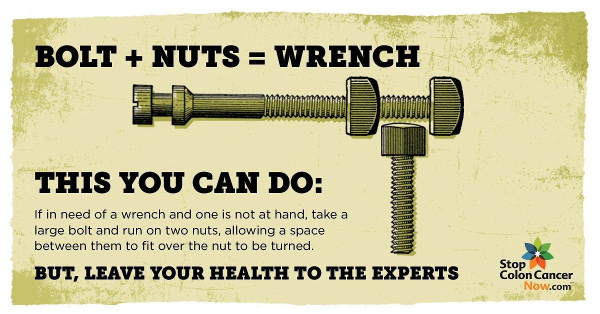 StopColonCancer's tweet photo. Creating a makeshift wrench is easy. Diagnosing #colitis? Not so much.
See if youβre eligible for a free colonoscopy: https://t.co/YCFXPNJuna #ColonCancerAwareness #CallAnExpert https://t.co/8BSTe4UcXO