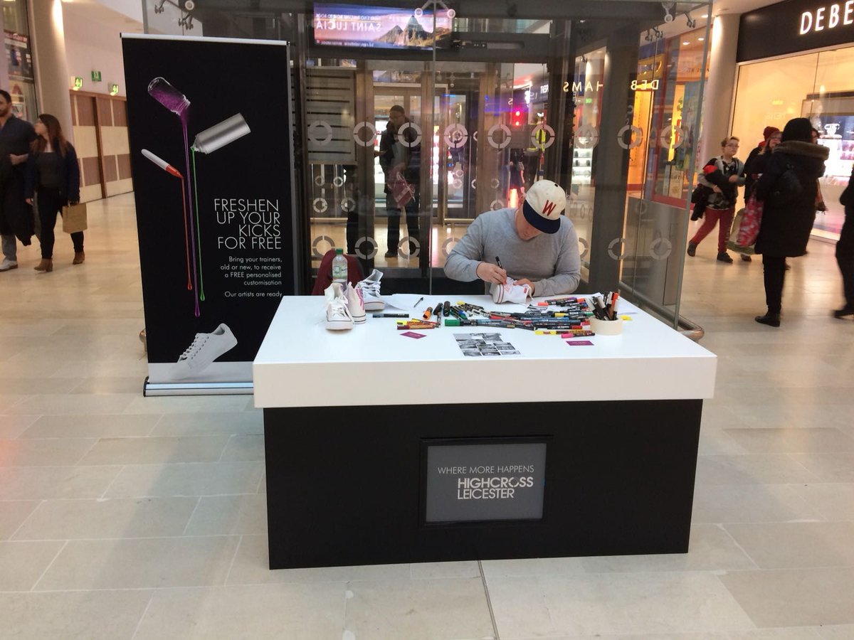 scene2ltd's tweet photo. Here's the #giantprop shoebox #Scene2 built in situ at  Highcross, Leicester in a trainer customisation promo by @maynineteen @Hammersonplc https://t.co/mHmsBuBrUa