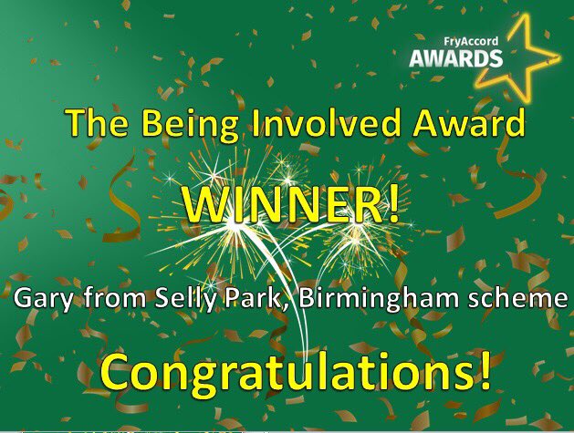 The winner of the #BeingInvolved Award is Gary from the Birmingham Scheme. Presented by Paul Singh, member of the board #Congratulations 🎉