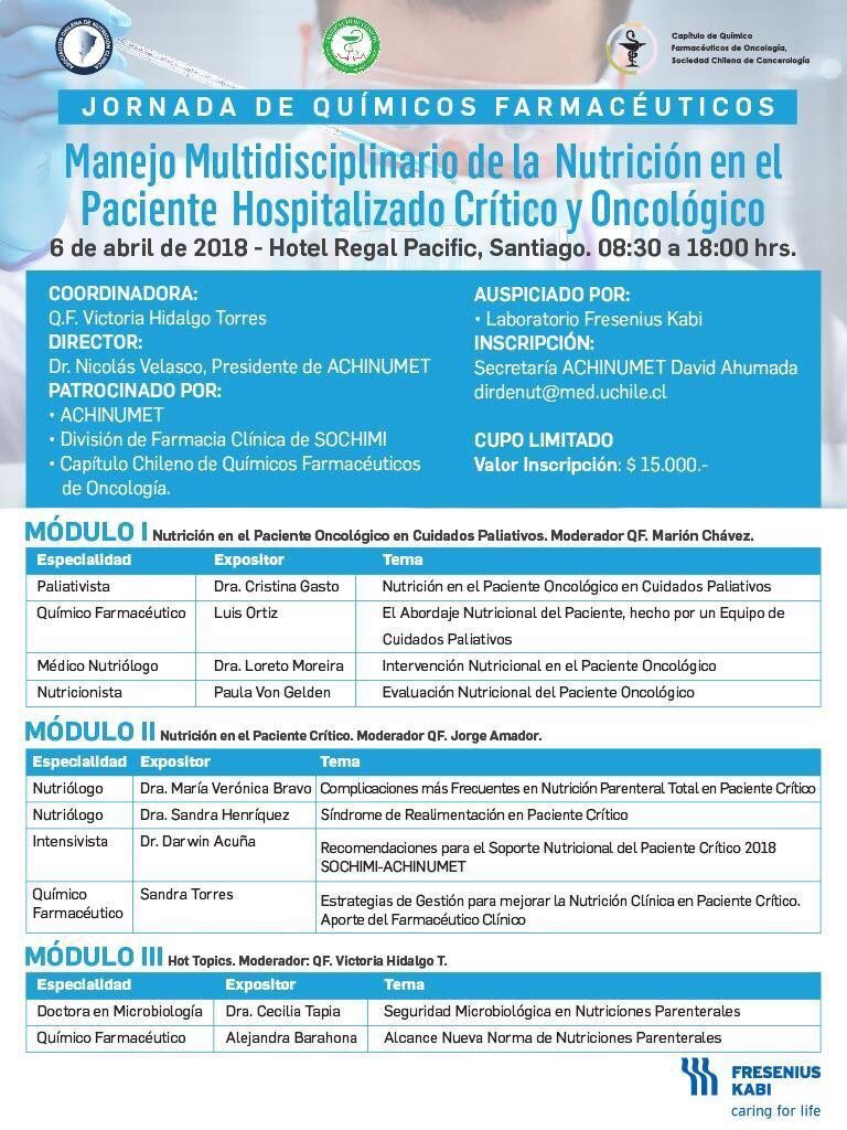 JAC_ClinicPharm's tweet photo. Jornadas de Nutrición en el Paciente Crítico y Oncológico.
No te quedes fuera!!
@ClinicalPharmMI @ColegioQFyBQ @CCQFO @ministeriosalud https://t.co/JGavJb3dph
