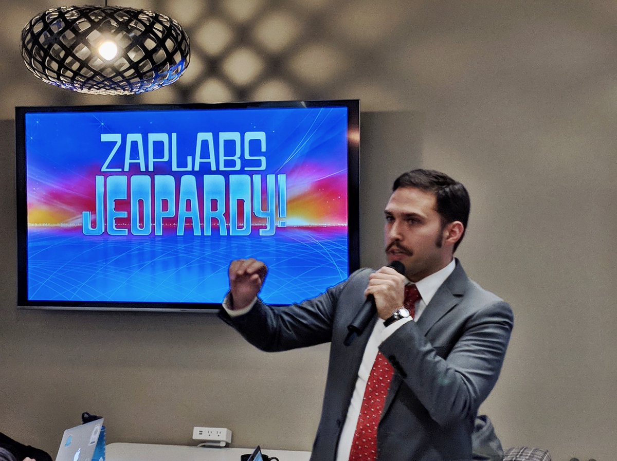 zap_labs's tweet image. The first-ever ZapLabs Jeopardy was 🔥! Not only did we learn what #UXmetrics can be used to measure success, but we also learned that Alex White can really pull off that Alex Trebek stash. 👨🏻 #LifeAtZapLabs #UXResearch