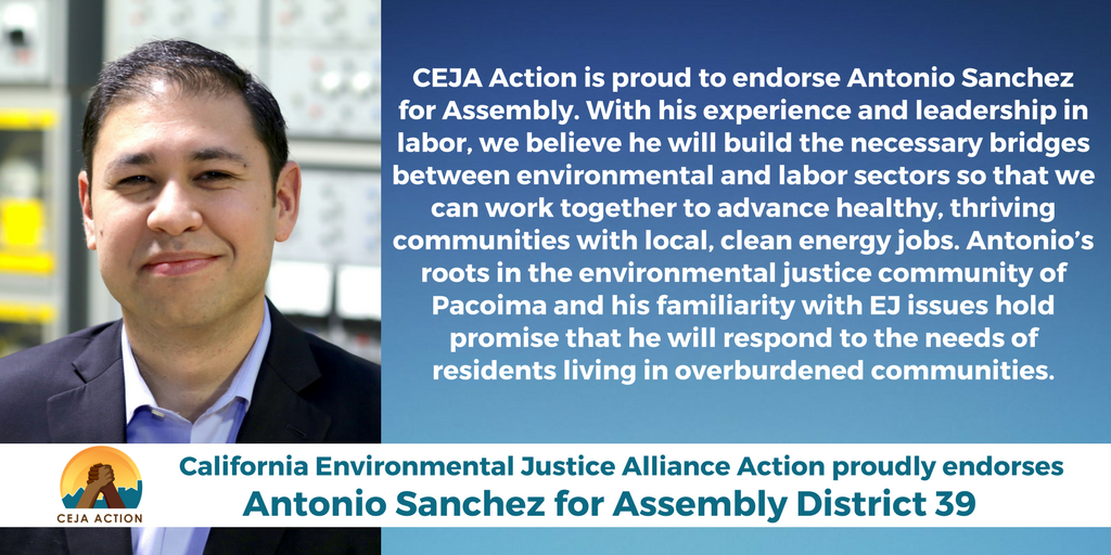 cejaaction's tweet photo. Vote for @SanchezCA39 for #AD39 to ensure Pacoima has a leader in the Assembly who will be responsive to the needs of EJ and working class communities! Check out 2018 #EnvironmentalJustice Voter Guide by @CEJAAction at https://t.co/uNCLl3Owrr #EJChamps4CA https://t.co/4BdRBmE46g