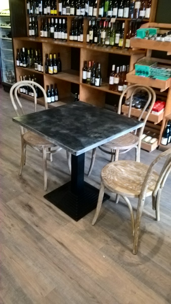 @Caviste #zinctables.Delighted to have supplied the zinc tables for exciting new venture.Coffee and wine -all day fun !