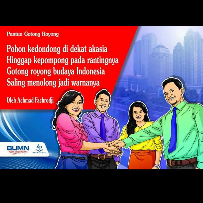 Buatlah sebuah pantun bertema gotong royong