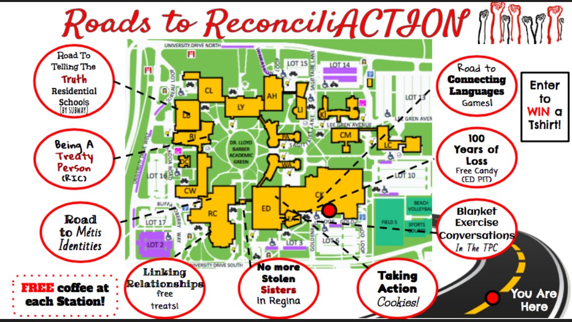 allientem's tweet photo. Hey all! Here is the map for our Roads to #ReconciliACTION event happening this coming Monday (March 26th) at the @UofRegina!! For more info - check out our event on Facebook! https://t.co/O1KIaFX61v