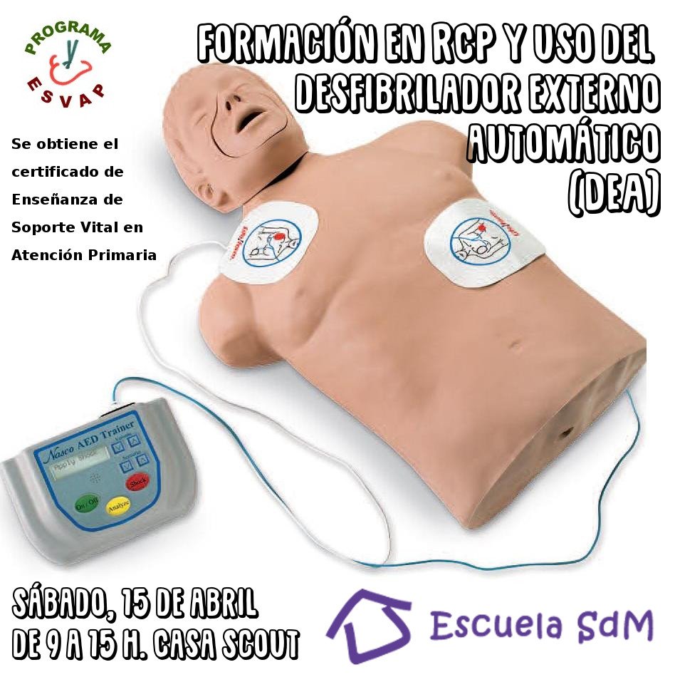EscuelaSdM's tweet photo. NUEVO TALLER FORMATIVO de Escuela: RCP y uso del desfibrilador externo automático (#DEA) para responsables de @scoutsdemadrid y con obtención del certificado #ESVAP. Más info e inscripciones: https://t.co/oJnm0VQkgb #formación #scout #desfibrilador https://t.co/VyLmZXwPHf