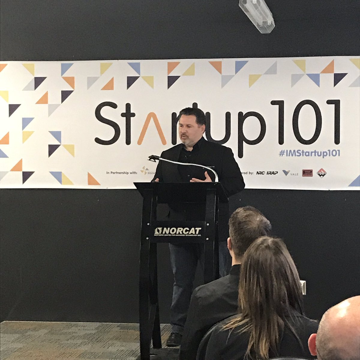 NORCAT's tweet photo. How do you engage audiences that get bombarded with 5000 messages a day? With the power of #storytelling! @ConwayFraser takes the stage at #IMstartup! https://t.co/DO1QTkOpiS