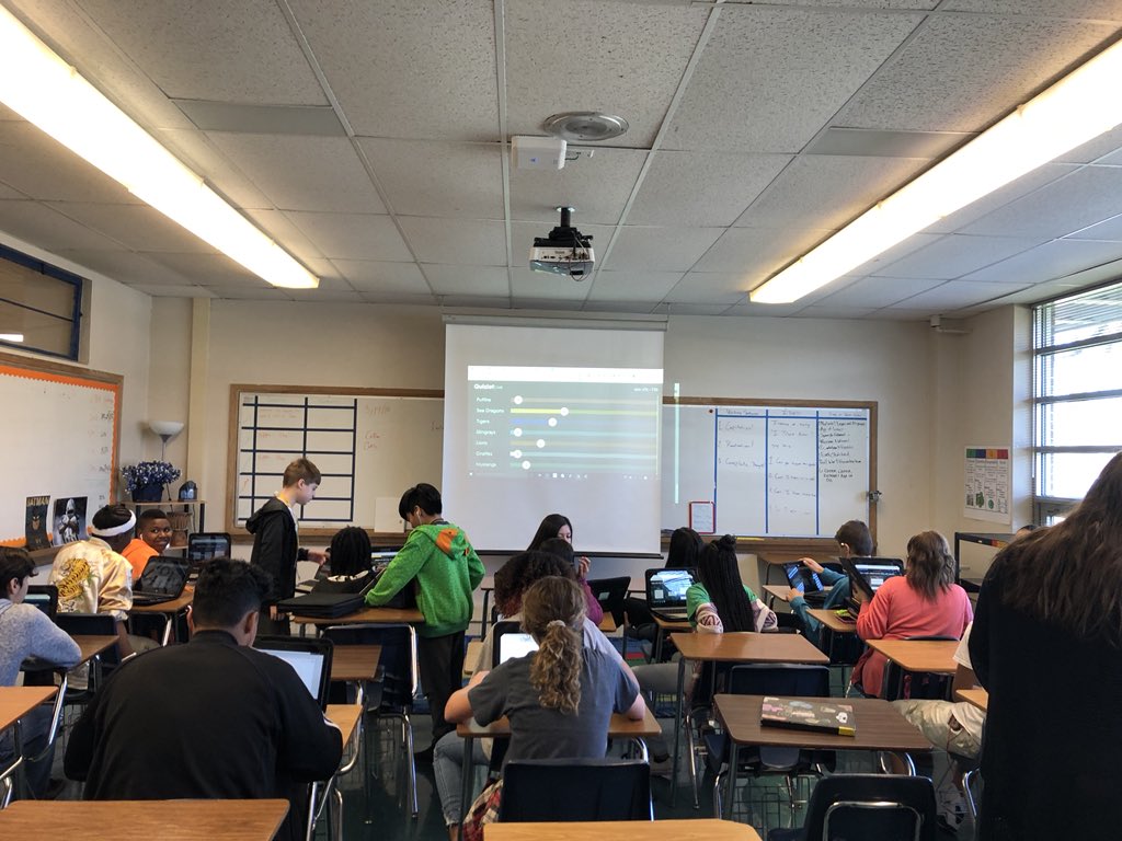 MikoWagstaff's tweet photo. So much fun in Math Camp Day 2 today!  Making things interesting with my groups using @quizlet Live for Math Vocabulary Review... It just got real up in here 🤣@rwestjh #broncogamestrong #WestTechUp https://t.co/mTCbrP3mL4