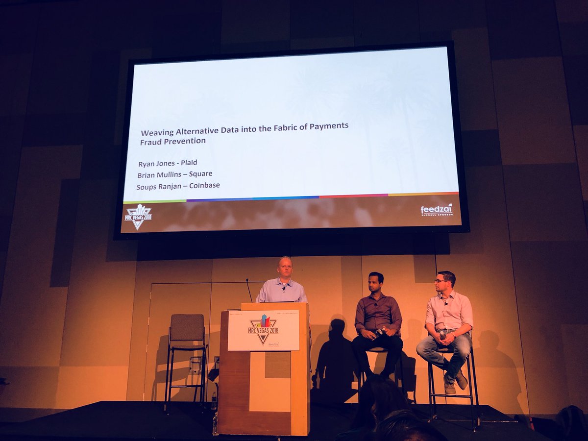 Plaid's tweet photo. In Vegas midweek? So is our Head of Compliance, Ryan Jones - he’s on a panel at MRC with @Square and @coinbase right now! @UCLAAndersonRJ @MerchRisk #MRCVegas18 #Fintech https://t.co/enpnVeFjDq