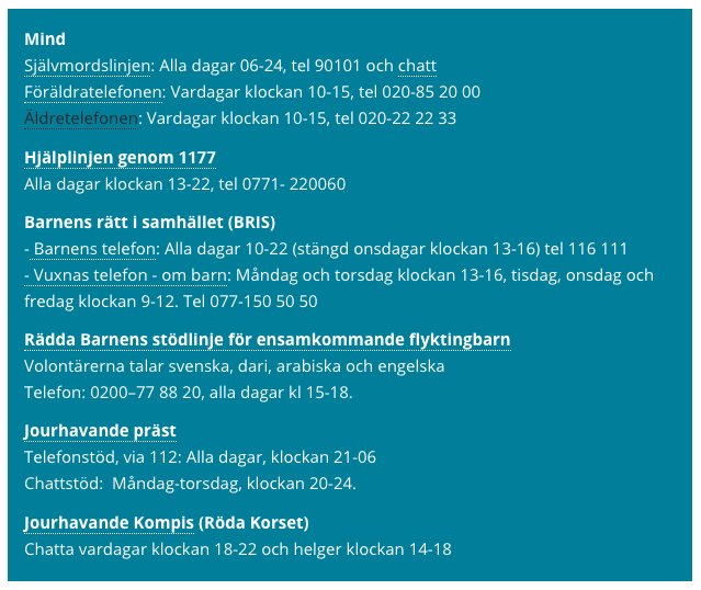 GnestaEmma's tweet photo. PS: Det finns massa bra info och hjälp - t ex hos @spesriksforbund @MindSverige @Suicide_Zero och Nationellt centrum för Suicidforskning på @karolinskainst: https://t.co/FGe9lSjqYw #SuicideZero #precention #psykiskohälsa #psyket https://t.co/OoaSNO8O6U
