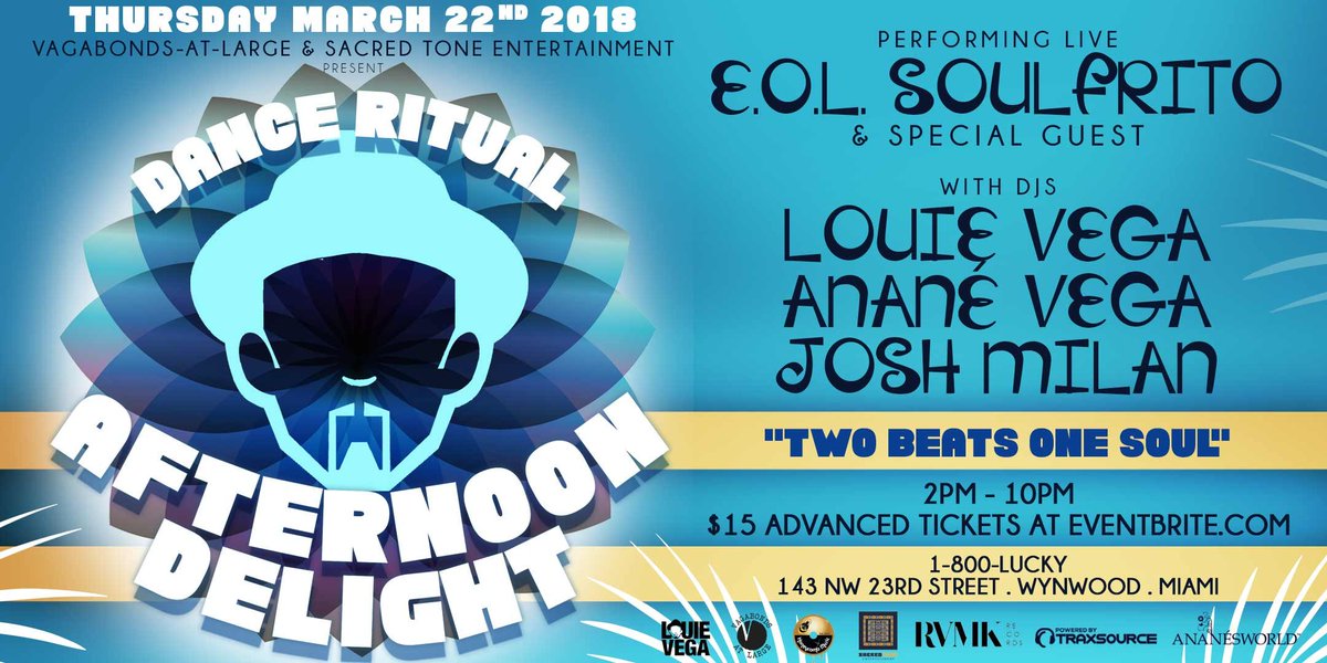 Debstarr011's tweet photo. TOMMORROW!!!! 3/22
MIAMI MUSIC WEEK🌴🌴
AFTERNOON DELIGHT!🌻
TICKETS 👇
WWW https://t.co/ubfX5KSF0o
@LouieVeganyc
#eolsoulfrito#miami
#twobeatsonesoul https://t.co/HZM15vAnji