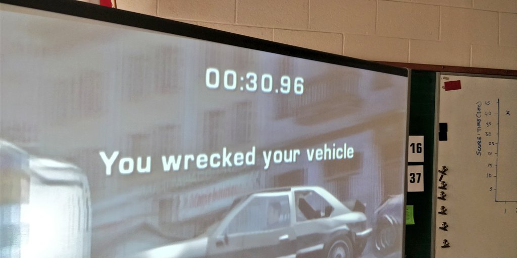 rowmath's tweet image. Was there a correlation between perceived video game skill V score in a random driving game? #iteachmath #scatterplot @Desmos