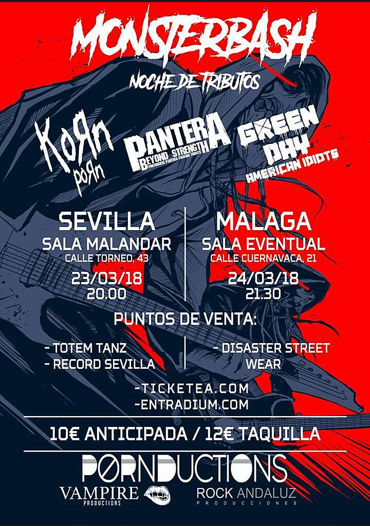 AmericanIdiotES's tweet photo. ¡Este viernes vamos a reventar SEVILLA! ¡Y el sábado os esperamos en MÁLAGA!
Además, compartiremos la noche con P0RN (Tributo a Korn) y Beyond Strength (Tributo a Pantera)🔥🔥🔥

🎶¡Consigue ya tu entrada! 🎶 https://t.co/mMOBas0rJv