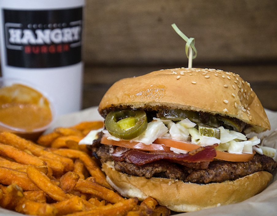 Life is too short for boring burgers. Try our "Jamaican Me Hangry" today! Topped with Double Smoked Bacon, Jalapenos, House Slaw, House Jerk Rub &amp; House Jerk Sauce!