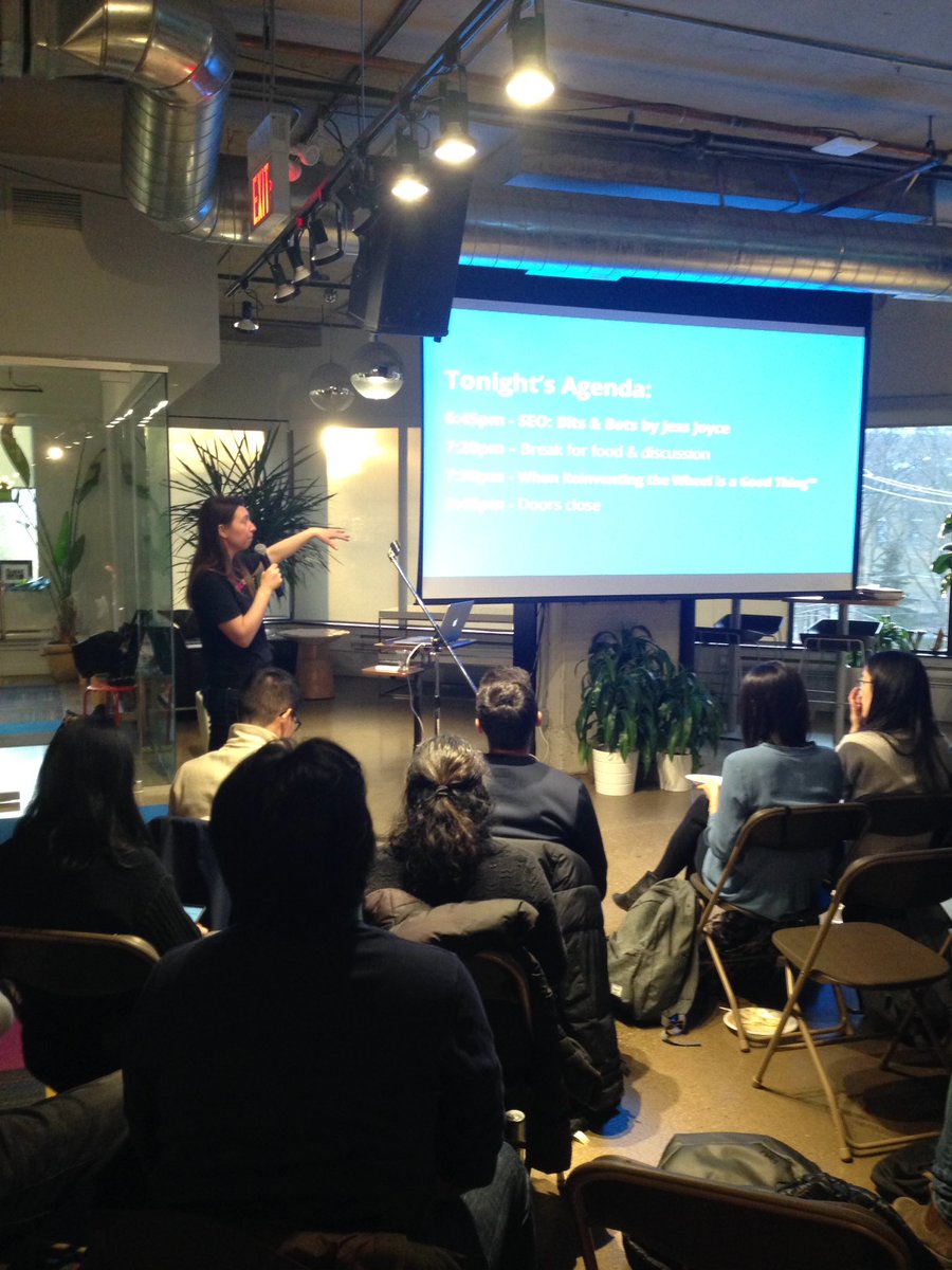 ExploreTechTO's tweet photo. Kicking off tonight's event at @TWG ! #exploretechto #SEO with @jessjoyce https://t.co/DDjQIbbXFP