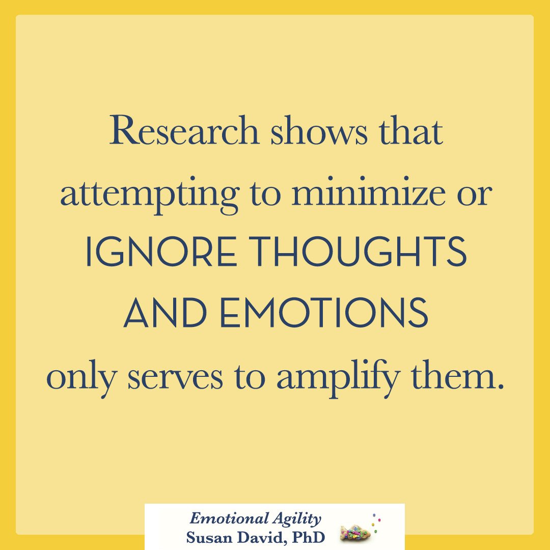 SusanDavid_PhD's tweet photo. Attempting to minimize or ignore thoughts and emotions only serves to amplify them. https://t.co/n4Uq2iYd5b