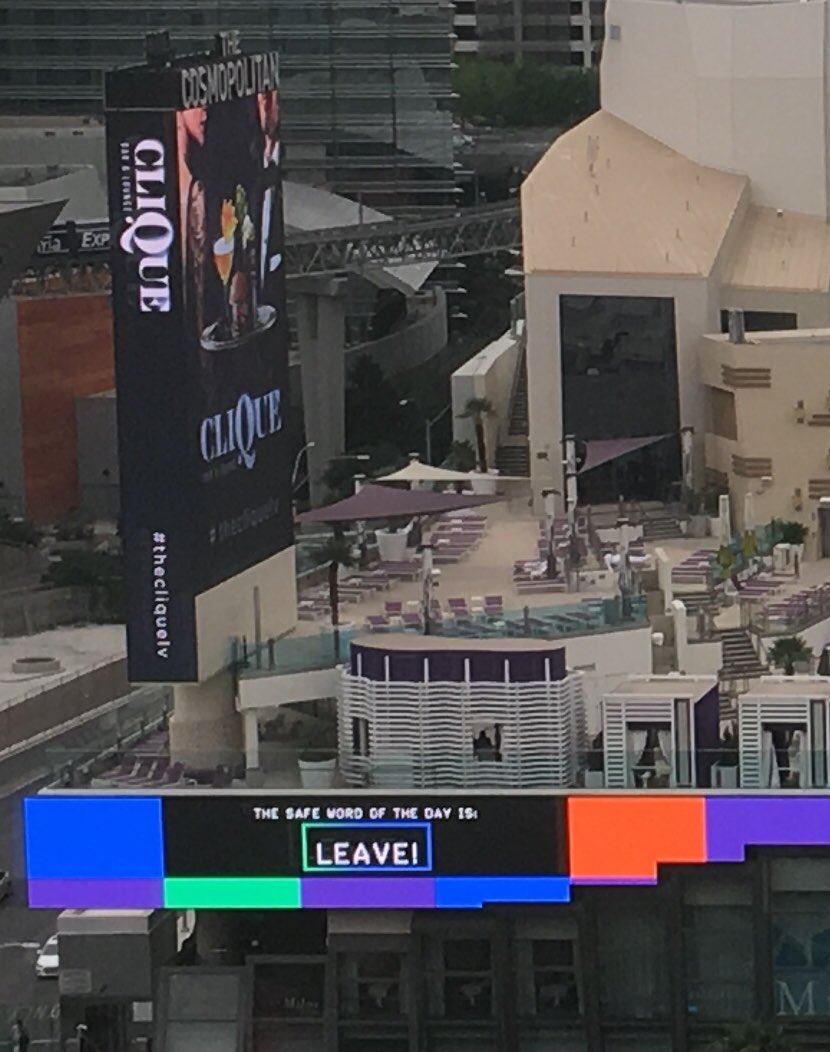 DO_Greg's tweet photo. Cosmopolitan Hotel working too hard at being cool ... “The Safeword of the Day...” https://t.co/rtvu4g6RNK