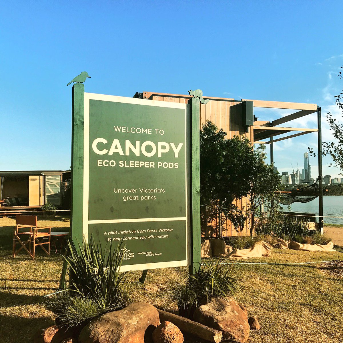 immediacy1's tweet photo. Cracking morning in Melbourne for the #AusGP If you’re heading this way, here’s a little sanctuary. CANOPY Eco Sleeper Pods Pilot @ParksVictoria #loveourparks #conservation #eco #tourism  #destinations https://t.co/lV7GkPs9Jo