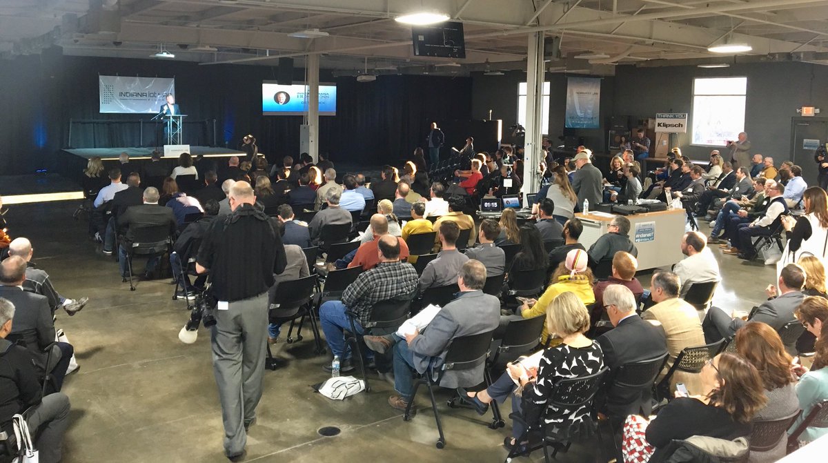soards's tweet photo. Kicking off at @Indiana_IoT Grand Opening ceremony.  PACKED with some of Indiana’s best innovators! https://t.co/ypFZlfuv1u