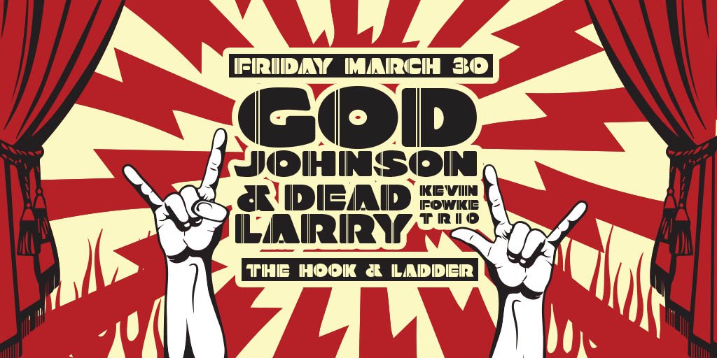 TheHookMpls's tweet photo. It's time for a #RAWKSHOW with @godjohnson + @DeadLarry with Kevin Fowke Trio on Friday, March 30 at @TheHookMpls - TICKETS &amp; INFO --> https://t.co/NPRQFVAtfm <-- #Rock #Jam #Dance #TalkingHeads #DancingFeet #MPLS #Minneapolis #Concert https://t.co/6CrQMVeGlU