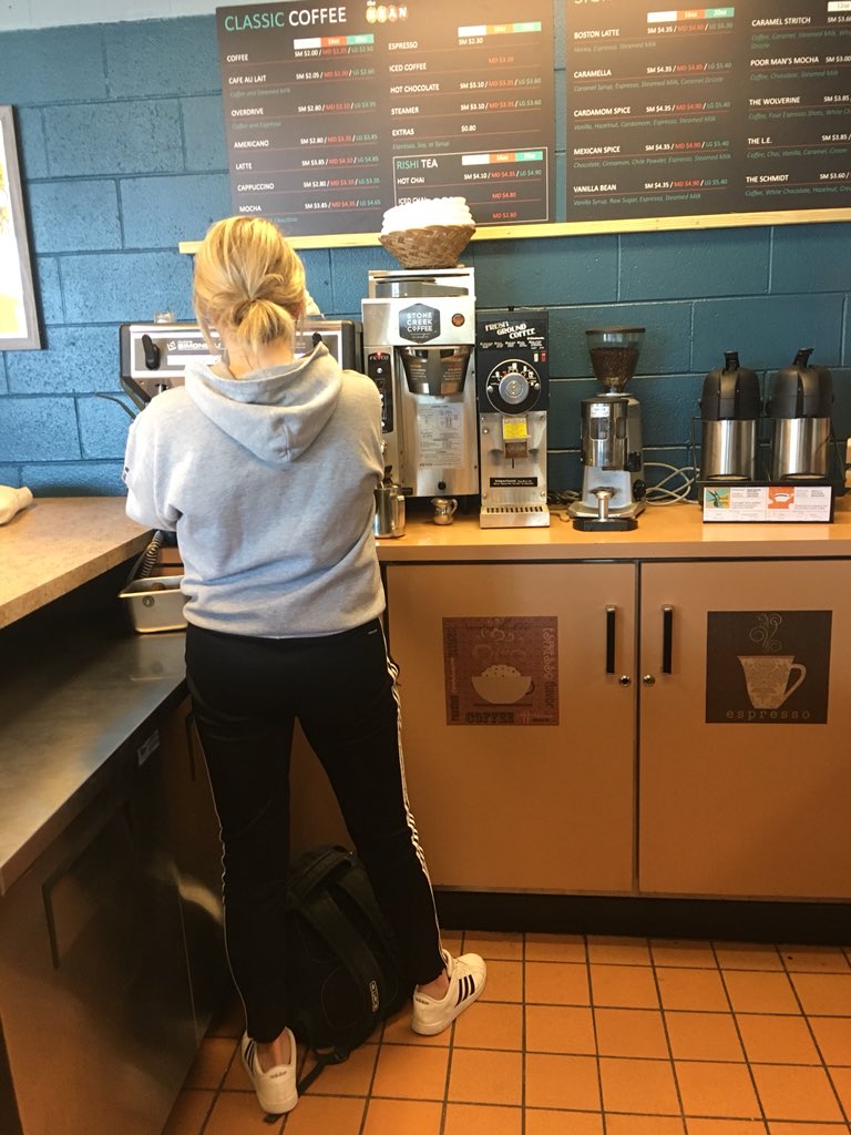 sarastritch's tweet photo. If you’re lookin’ for a hot cup of joe, stop by The Bean to see barista Alison! ☕️ She also shows her Stritch pride by spending her time working in Undergraduate Admissions! #csubbb203_Spr18 https://t.co/d4CZNTGOdT