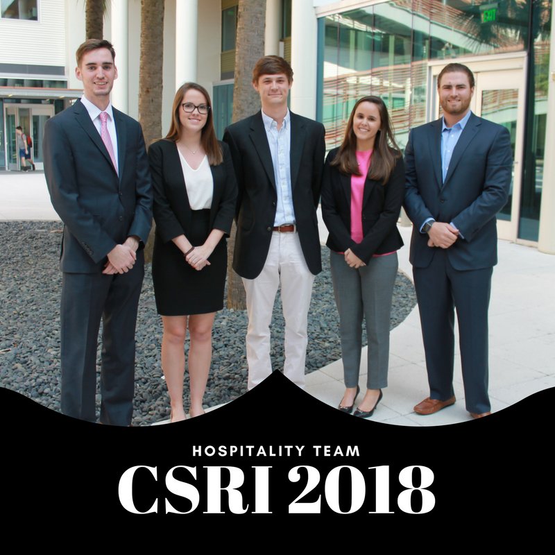 CSRIConference's tweet photo. Meet our second group of students, the Hospitality Team! #CSRI2018 #CollegeSport #SportsResearch #CSRIConference #Hospitality https://t.co/Qvq4fo9xr6