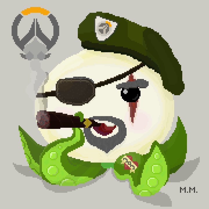 mielmichiels's tweet image. That&apos;s right! Not every pachimari spends its life just being cute! This is the battle hardened General Patch-imari. 
He achieved great renown for the grand battles he fought during the pachimari wars! (I might have made those up)
#PachiMarchi #Overwatch #pixelart @PlayOverwatch