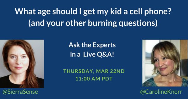 CommonSense's tweet photo. Are your kids surrounded by devices and technology 24/7?  Our resident parenting experts @SierraSense and @CarolineKnorr are here to help. Register to join the live Q&amp;A on 3/22, here: 
https://t.co/aVQOlcOVYT #digitalparenting https://t.co/aoYpnMwWBJ