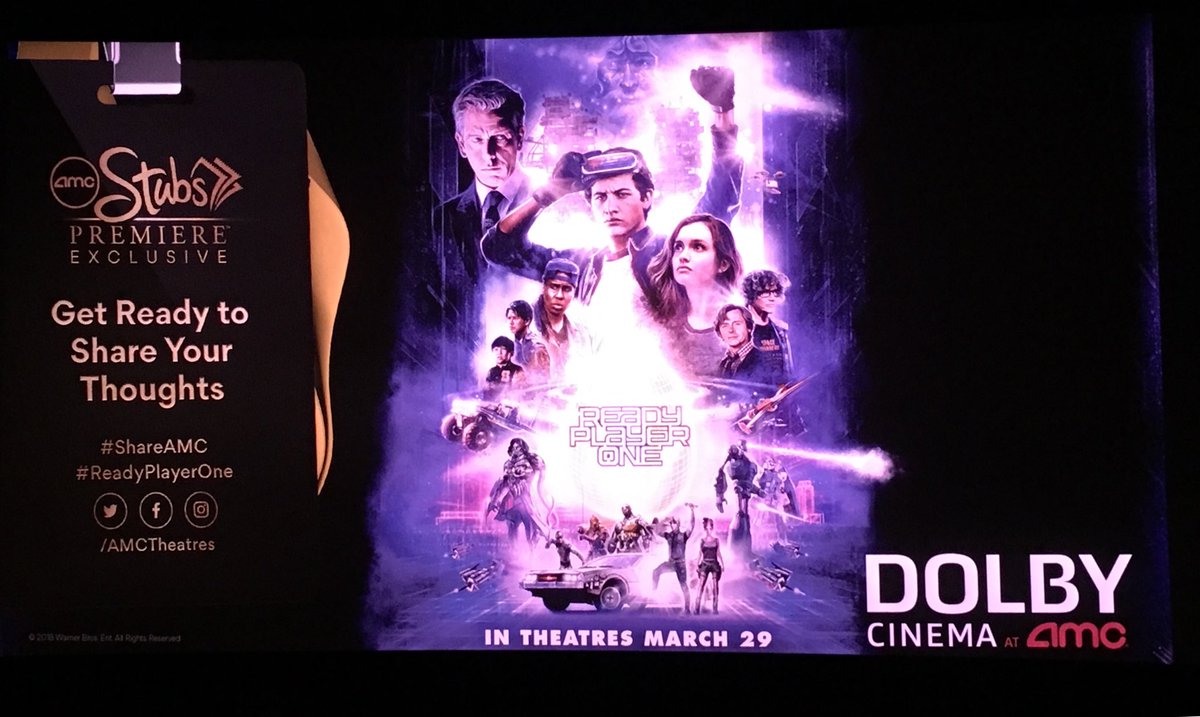 jee00's tweet photo. Thanks @AMCTheatres for tonight’s @readyplayerone screening #AMCStubs #ReadyPlayerOne #OpensMarch29 #WidescreenWednesday 🎬🎞📽🍿 https://t.co/dIsqmIXJae
