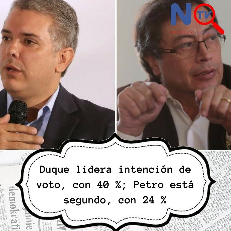 NTVpro15's tweet photo. Encuesta de YanHaas. Duque no había llegado tan alto en ninguna otra de las mediciones conocidas. https://t.co/q11vh1ClfX